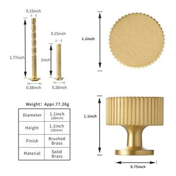 Buy SALISENG Gold Cabinet Knob - Solid Brass Knob 6 Pack