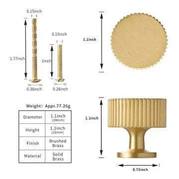 Buy SALISENG Gold Cabinet Knob - Solid Brass Knob 6 Pack