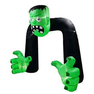 Amazingforless [9FT] Inflatable Halloween Animated Archway Blow-Up Yard Decorations with Bright LED ...