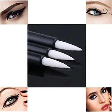 G2PLUS 100PCS Disposable Eyeliner Brush, Makeup Brushes Applicator, Cosmetic Eye Wands, Eyeliner Brush Applicator for Lip Liners, Eye Makeup, Eyelashes and Detail Painting (Black)