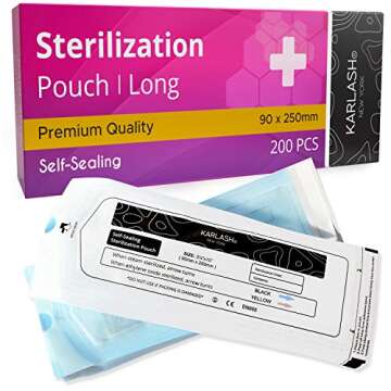 Karlash Self Seal Sterilization Pouch For Salon Supplies 200pc/pk (LONG 3.5" x 9.8")