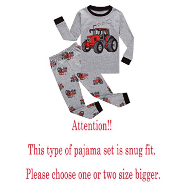 Family Feeling Tractor Boys Pajama Set for Toddlers