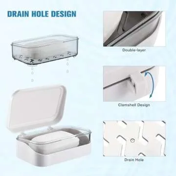 DOITOOL Travel Soap Dish with Lid,Draining Soap Holder,Leakproof Bar Soap Container,Shampoo Bar Holder,Portable Soap Case for Bathroom,Traveling,Camping,Gym,Travel Essentials