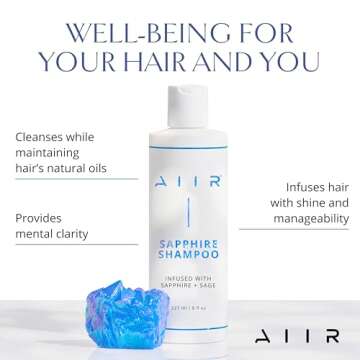 AIIR Sapphire Shampoo - Natural Hair Growth & Shine Formula - Crystal Infused, Vegan, Sulfate-Free, ...