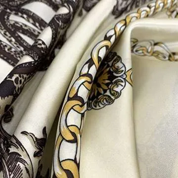YOUR SMILE Leopard Chain Beige Silk Scarf for Women