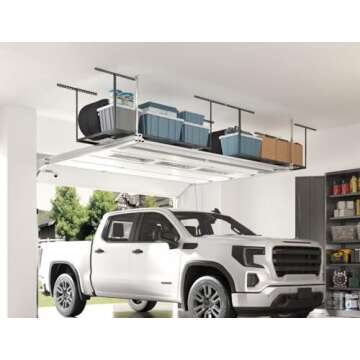 FLEXIMOUNTS 3x6 Overhead Garage Storage Adjustable Ceiling Rack 72" Length x 36" Width x 40" Height (Black)
