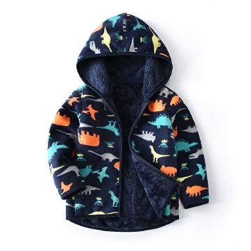 Feidoog Toddler Hooded Fleece Jacket for Boys & Girls - Warm Outerwear, Dark Blue, 1-2T