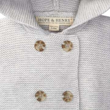 Hope & Henry Baby Long Sleeve Button Front Hooded Sweater