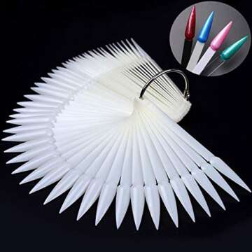 50pcs Fan-shaped Nail Polish Display Board Nail Art Tips Color Card, Stiletto Nail Sticks Gel Polish...