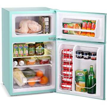 Antarctic Star Compact Mini Refrigerator Separate Freezer, Small Fridge Double 2-Door Adjustable Rem...