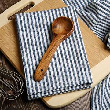 Country Maison Kitchen Towels | Pack of 6 | 18 x 28 Inches | Highly Absorbent |100% Cotton Dish Towels | Tea Towels | Bar Towels | Twill Stripes – Blue…