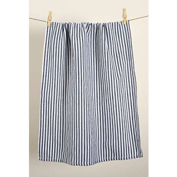 Country Maison Kitchen Towels | Pack of 6 | 18 x 28 Inches | Highly Absorbent |100% Cotton Dish Towels | Tea Towels | Bar Towels | Twill Stripes – Blue…