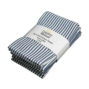 Country Maison Cotton Kitchen Towels 100% Absorbent Pack of 6