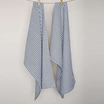 Country Maison Kitchen Towels | Pack of 6 | 18 x 28 Inches | Highly Absorbent |100% Cotton Dish Towels | Tea Towels | Bar Towels | Twill Stripes – Blue…