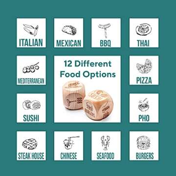 Valentines Day Gift for Couples - Date Night Dice For Couples 2 Engraved Wooden Food Takeout Dice Date Night Gifts For Girlfriend Fun Gifts for Her What To Eat Dice Dinner Choosing Dice for Couples