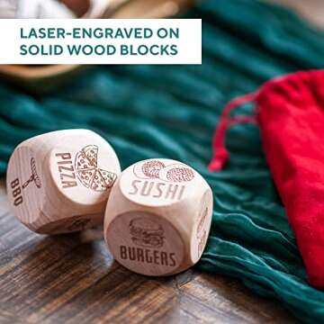 Valentines Day Gift for Couples - Date Night Dice For Couples 2 Engraved Wooden Food Takeout Dice Date Night Gifts For Girlfriend Fun Gifts for Her What To Eat Dice Dinner Choosing Dice for Couples