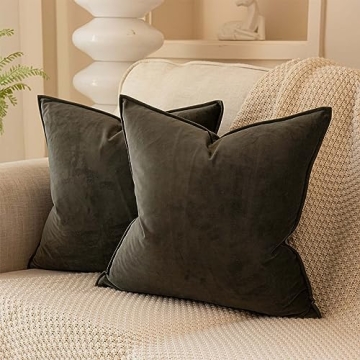 JUSPURBET Ash Decorative Velvet Throw Pillow Covers 26x26 inch Set of 2, Broadside Soft Cushion Case...