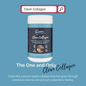 Collagen Peptides Powder 2lb (32oz) Jar - Clean Collagen® - Unflavored, Grass Fed, Paleo, Non GMO, Kosher - Highly Soluble Protein