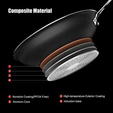 COOKSMARK 10 Inch Nonstick Copper Frying Pan Induction Compatible Cooking Pan, Nonstick Skillet with Stainless Steel Handle, Saute Pan Dishwasher Safe Oven Safe