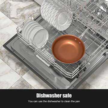 COOKSMARK 10 Inch Nonstick Copper Frying Pan Induction Compatible Cooking Pan, Nonstick Skillet with Stainless Steel Handle, Saute Pan Dishwasher Safe Oven Safe