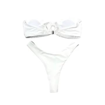 Stylish WDIRARA Strapless Bandeau Bikini Set for Women