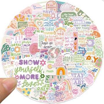 Cute Preppy Stickers Pack for Girls Women Kids 100pcs Vinyl Waterproof Aesthetic Stickers for Water ...