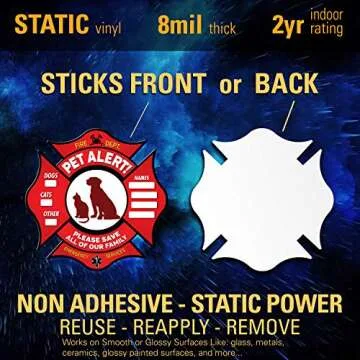 Pet Alert Static Clings, Key Tags, Wallet Cards - FIRE Safety Alert and Rescue (10 Pack) - Save Your Pets encase of Emergency or Danger Pets in Home for Windows, Doors Sign (Fireman)