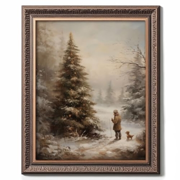 Christmas Vintage Painting Print Winter Rustic Wall Art Farmhouse Christmas Holiday Decor Print Coun...