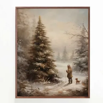 Christmas Vintage Painting Print Winter Rustic Wall Art Farmhouse Christmas Holiday Decor Print Country Christmas Wall Art