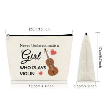 Sazuwu Violin Gifts for Women Makeup Bag - Unique Violinist Gift Bag for Music Lovers