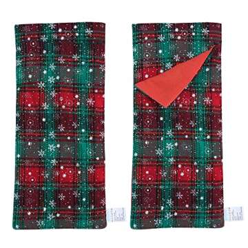 E-TING Sleeping Bag Christmas Accessory for Doll（Red-Green Plaid with Snowflakes）