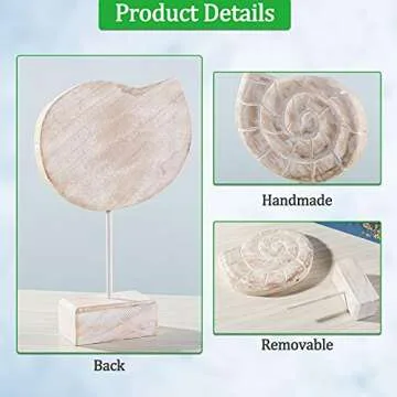 3Pcs Nautical Wood Sculptures for Beach Home Decor