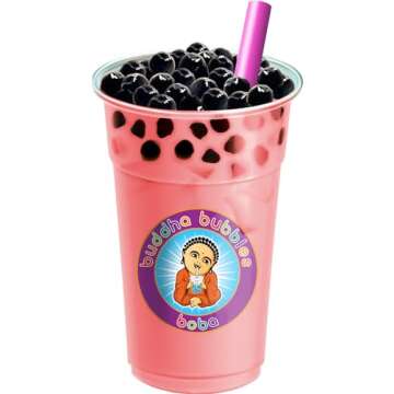 STRAWBERRY CREAM Boba Tea Kit Includes Tea Powder, Real Tapioca Pearls & Straws By Buddha Bubbles Bo...