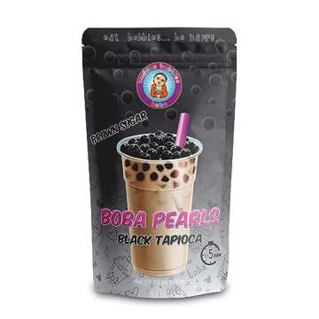 STRAWBERRY CREAM Boba Tea Kit Includes Tea Powder, Real Tapioca Pearls & Straws By Buddha Bubbles Boba