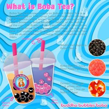 STRAWBERRY CREAM Boba Tea Kit Includes Tea Powder, Real Tapioca Pearls & Straws By Buddha Bubbles Boba