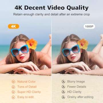 4K Digital Camera with Flash, 48MP Camera for Photography Teens Adults Autofocus Vlogging and YouTub...