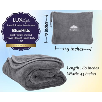 BlueHills Premium Soft Travel Blanket Pillow - 2 in 1 Combo