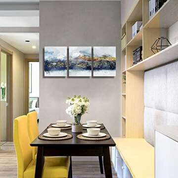 Abstract Wall Art for Living Room,Blue Mountain Canvas Wall Art,Abstract Watercolor Wall Pictures,Fr...