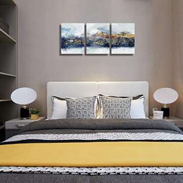 Abstract Wall Art for Living Room,Blue Mountain Canvas Wall Art,Abstract Watercolor Wall Pictures,Framed Artwork for Bedroom Bathroom Wall Decor,Ready to Hang 12x16