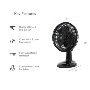 Genesis 6-Inch Clip Convertible Fan for Home & Office