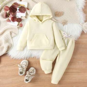 Happy Town Toddler Fall Outfits for Girl Boy Long Sleeve Hoodie Top and Long Sweatpants Set Toddler ...