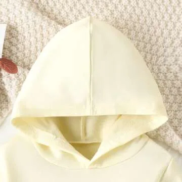 Happy Town Toddler Fall Outfits for Girl Boy Long Sleeve Hoodie Top and Long Sweatpants Set Toddler Sweatsuit (Solid Color-ivory, 2-3 T)