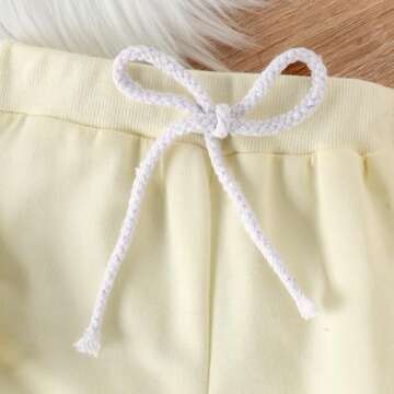 Happy Town Toddler Fall Outfits for Girl Boy Long Sleeve Hoodie Top and Long Sweatpants Set Toddler Sweatsuit (Solid Color-ivory, 2-3 T)