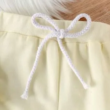 Happy Town Toddler Fall Outfits for Girl Boy Long Sleeve Hoodie Top and Long Sweatpants Set Toddler Sweatsuit (Solid Color-ivory, 2-3 T)