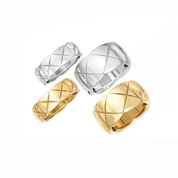 Shapes Studio Gold Ring - Crush Wide Band & Minimalist Style Wedding Ring (18k Gold, Mid Size 8)