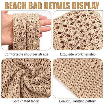 hatisan Crochet Bags for Women Summer Beach Tote Bag Aesthetic Tote Bag Hippie Bag Knit Bag (Khaki)