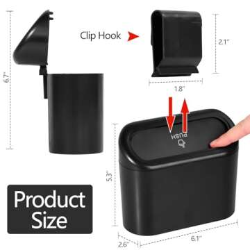 NBTEPEM Car Trash Can with Lid - 2 Pack, Mini Auto Garbage Can with 60 Trash Bags, Leakproof Automot...