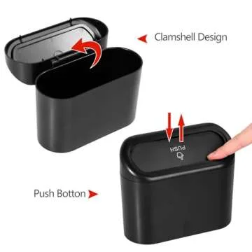 NBTEPEM Car Trash Can with Lid - 2 Pack, Mini Auto Garbage Can with 60 Trash Bags, Leakproof Automotive Garbage Container Bin, Multipurpose Organizers and Storage for Car, Home, Office (Black)