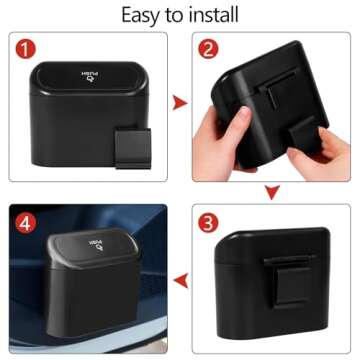 NBTEPEM Car Trash Can with Lid - 2 Pack, Mini Auto Garbage Can with 60 Trash Bags, Leakproof Automotive Garbage Container Bin, Multipurpose Organizers and Storage for Car, Home, Office (Black)