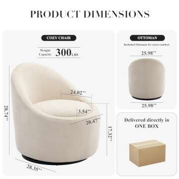 Swivel Accent Chair Barrel Chair, 360° Swivel Chair with Hidden Storage, Modern Small Round Swivel ...